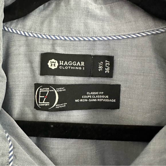 Size 18 1/2 Haggar Clothing Lightweight Grey Long Sleeve Dress Shirt - Picture 4 of 4